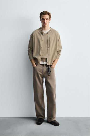 Zara COTTON-RAMIE CARDIGAN - Beige
