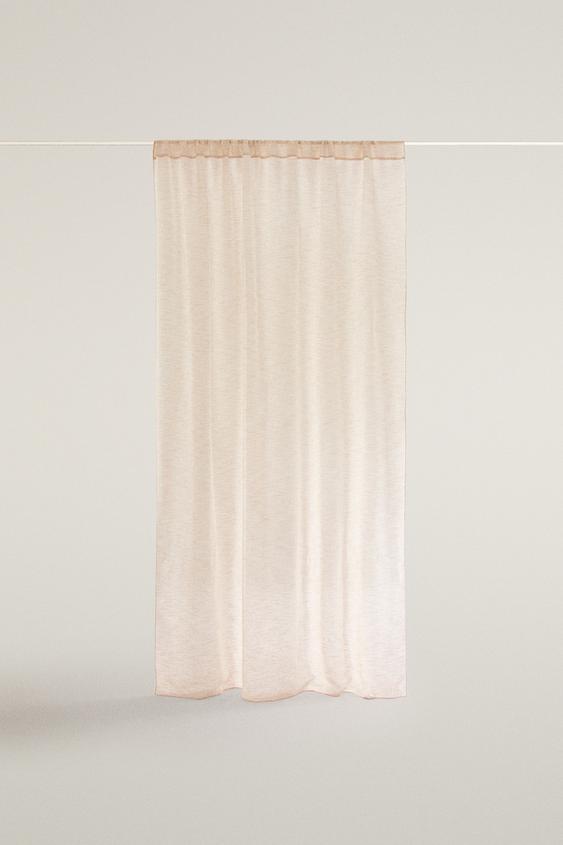 SHEER DOUBLE-WIDTH CURTAIN WITH LOW OPACITY - Light beige by Zara - Image 0