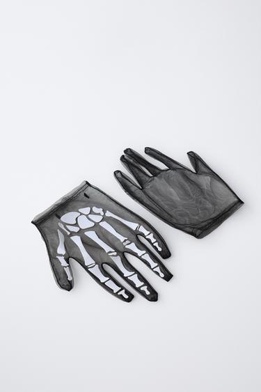 SKELETON FANCY DRESS TULLE GLOVES - Black by Zara - Image 1