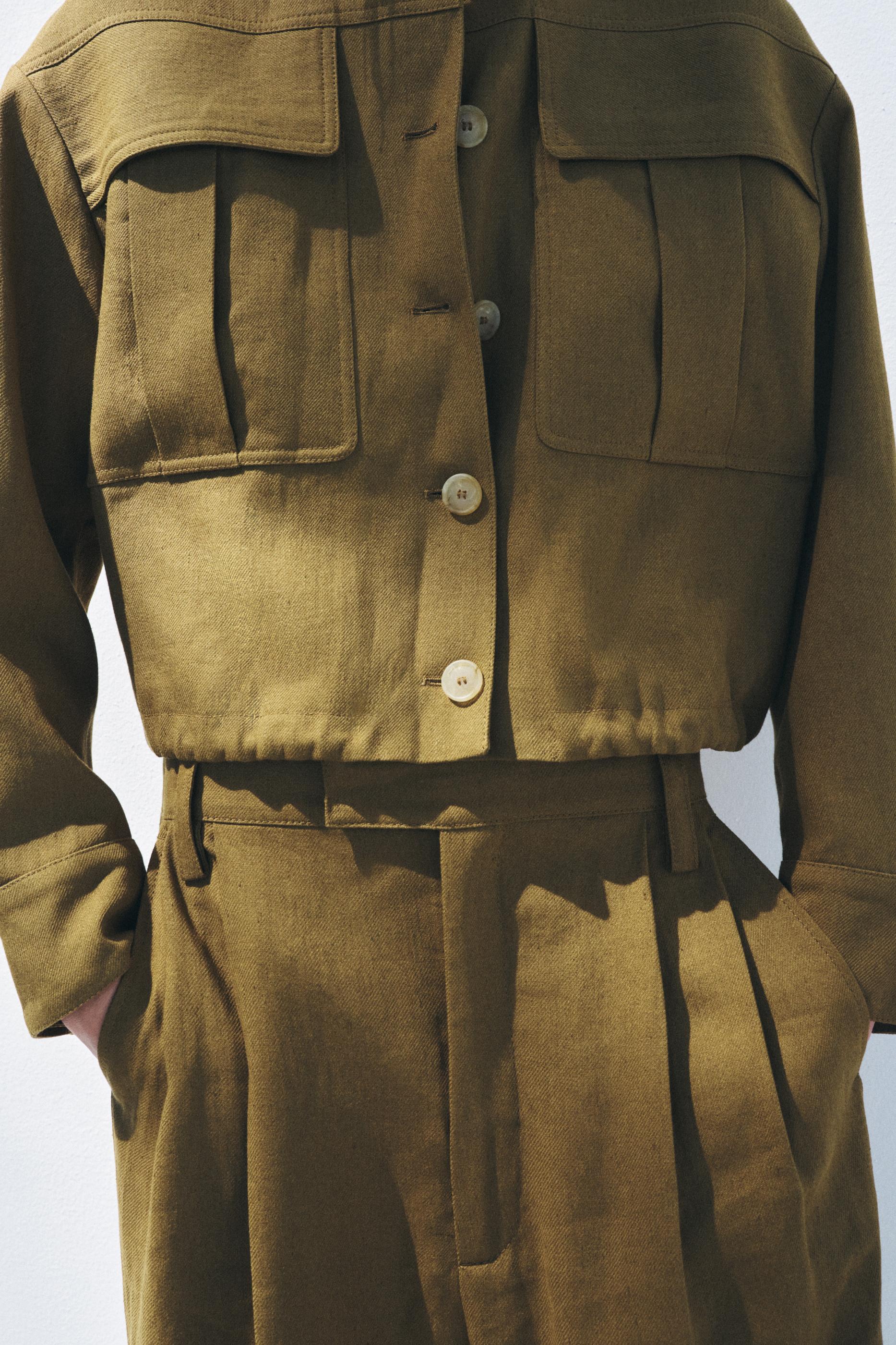 ☆ドイツ発*ZARA*新作*DARTED リネンブレンドパンツ/OLIVE GREEN ZW COLLECTION ダーツ リネンブレンド パンツ - オリーブ