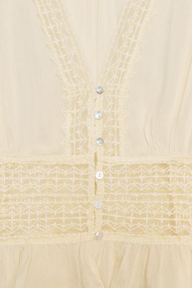 LACE GAUZE SHIRT - Vanilla by Zara - Image 8
