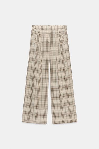 CHECK TROUSERS ZW COLLECTION - Beige by Zara - Image 3