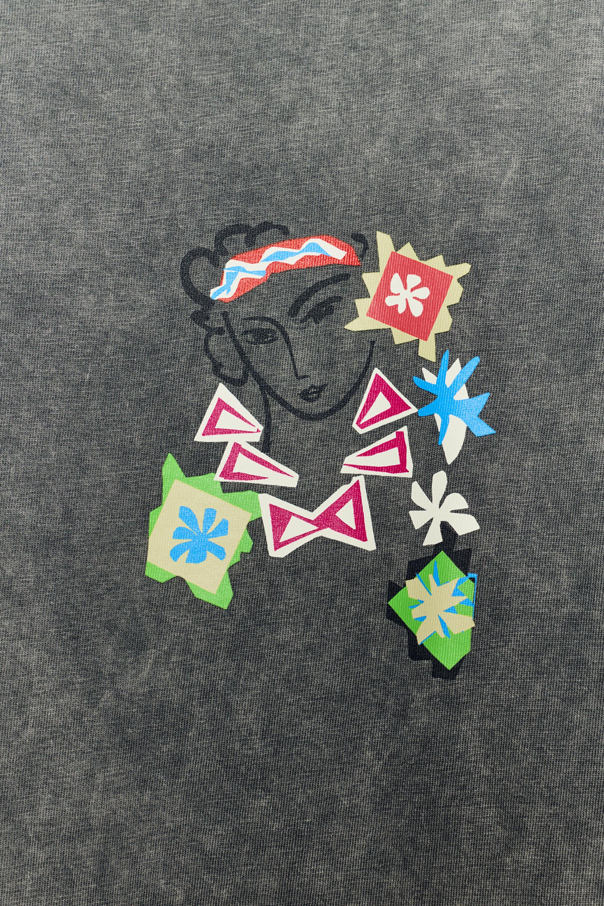 Женские футболки Zara HENRI MATISSE WASHED T-SHIRT — фото 6