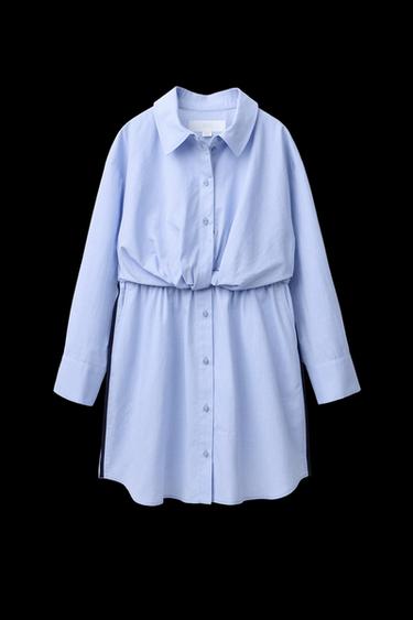 Zara KNOTTED SHIRT DRESS - Light blue - Image 0