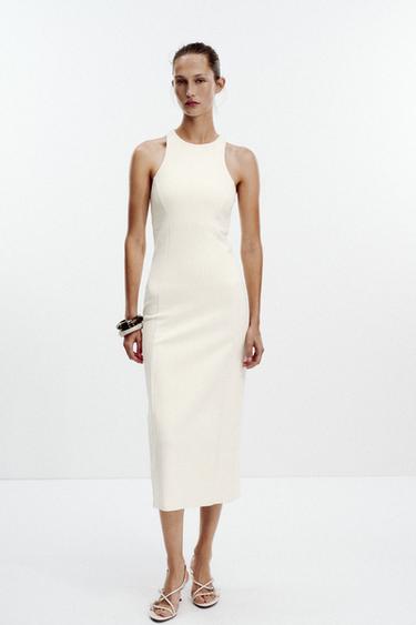 INTERLOCK HALTERNECK DRESS - Ecru by Zara