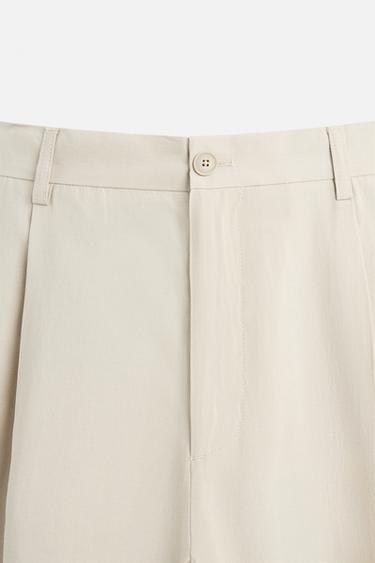 FLOWING PLEATED TROUSERS - Light beige by Zara - Image 8