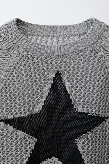 STAR MESH SWEATER - Mid-grey by Zara - Image 2