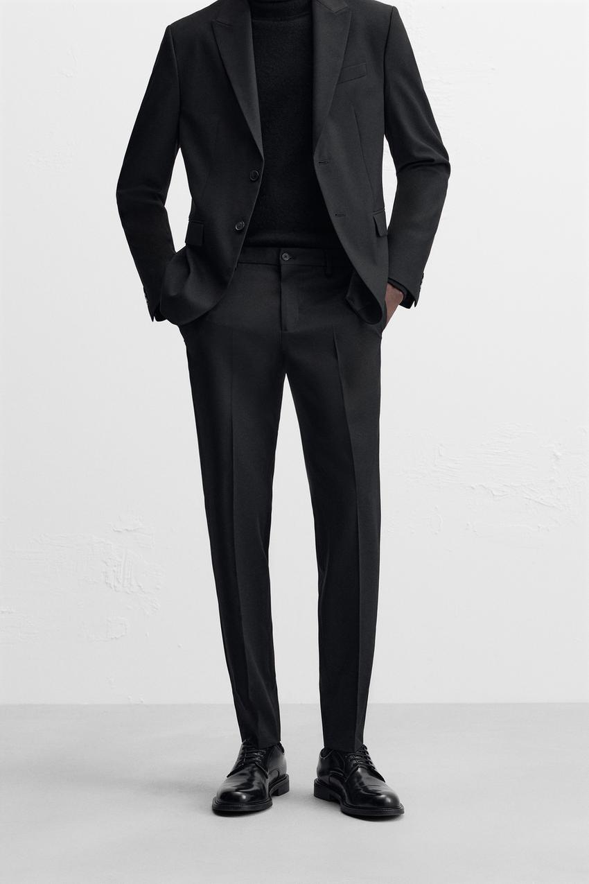 ZARA ザラ セットアップ スーツ ネイビー チェック つながら スリムパンツ