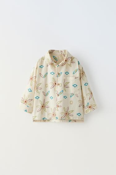 CAMISA FLORES Y ROMBOS - Multicolor de Zara