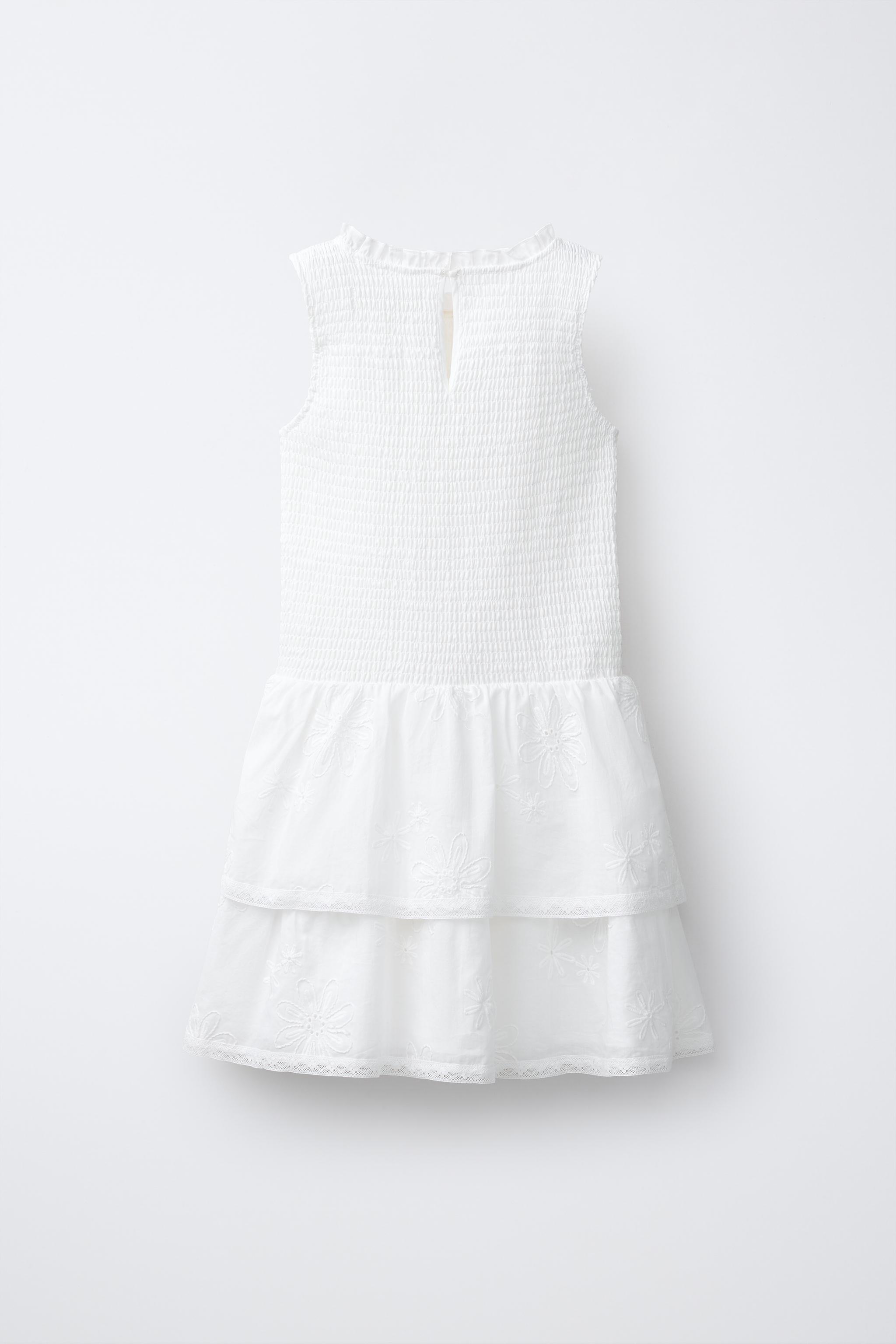 EMBROIDERED FLORAL RUFFLED DRESS