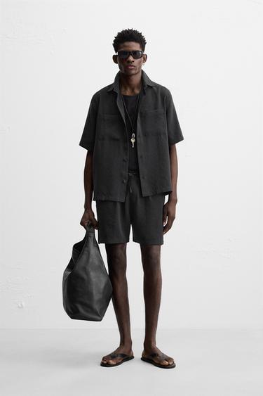 Zara FLOWY RELAXED FIT SHIRT - Black - Image 0