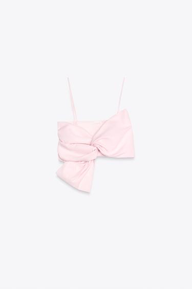 MAXI BOW CROP TOP - Pink by Zara