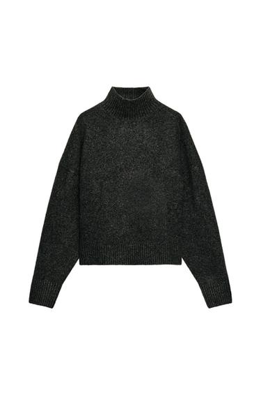 SOFT KNIT HIGH NECK JUMPER - Dark grey by Zara