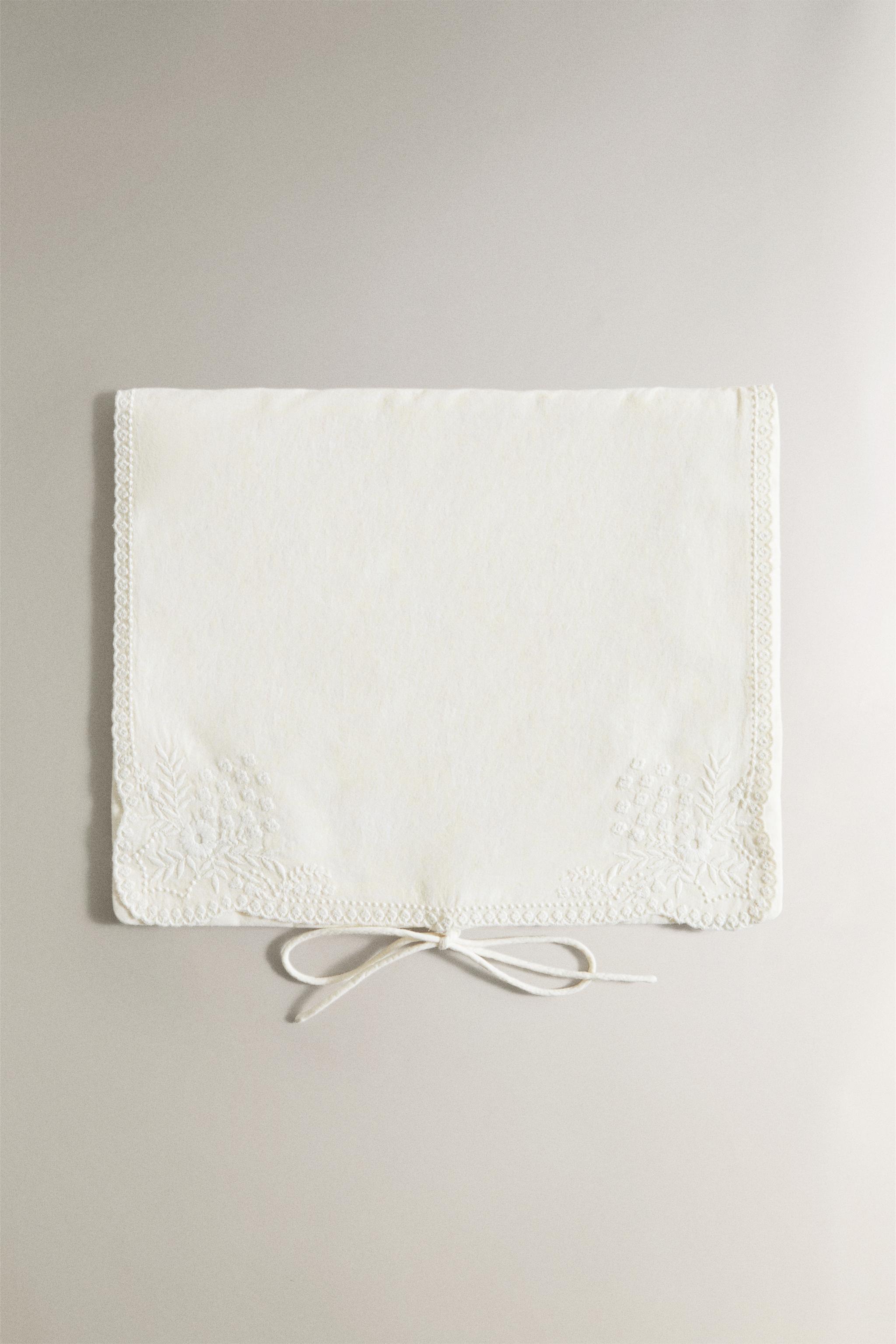 EMBROIDERED COTTON PAJAMA BAG — Ivory
