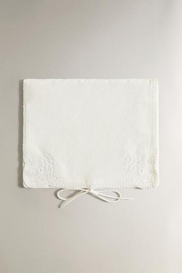 EMBROIDERED COTTON PYJAMA BAG - Ivory by Zara
