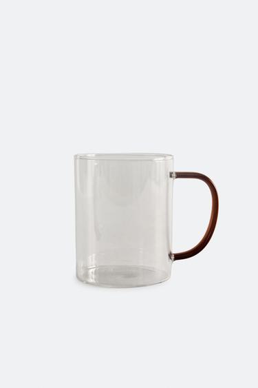 BOROSILICATE GLASS MUG WITH COLOURED HANDLE - Orange by Zara