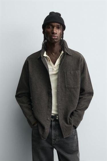 SURCHEMISE STRUCTURÉE RELAXED FIT - Marron de Zara