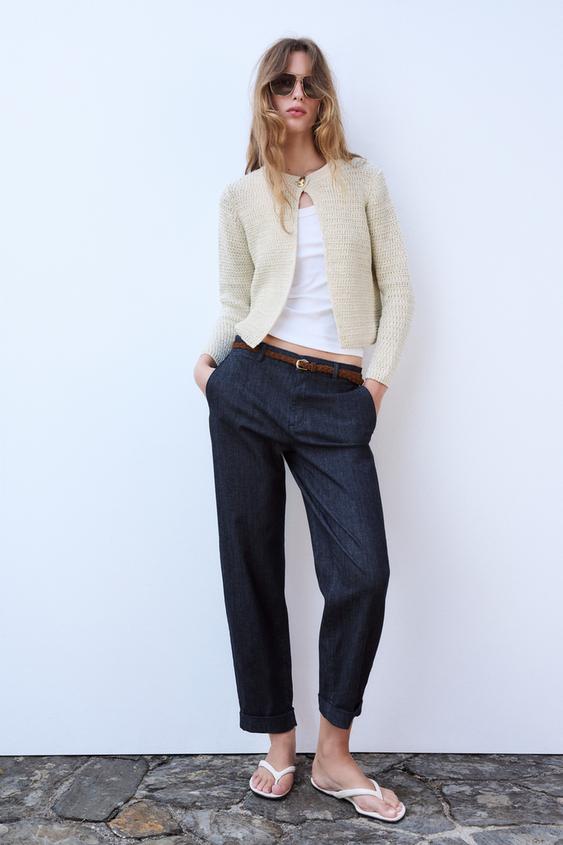 CHAQUETA PUNTO HILO METALIZADO - Crudo de Zara - Imagen 0