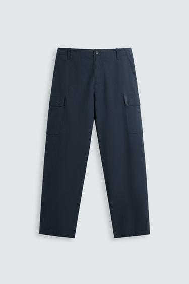 Zara REGULAR FIT CARGO PANTS - Indigo