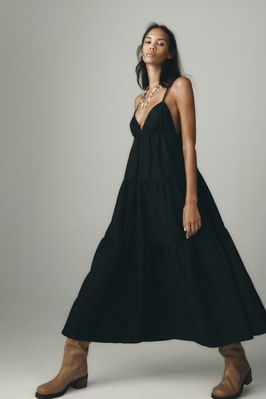Zara PANEL MIDI DRESS - Black