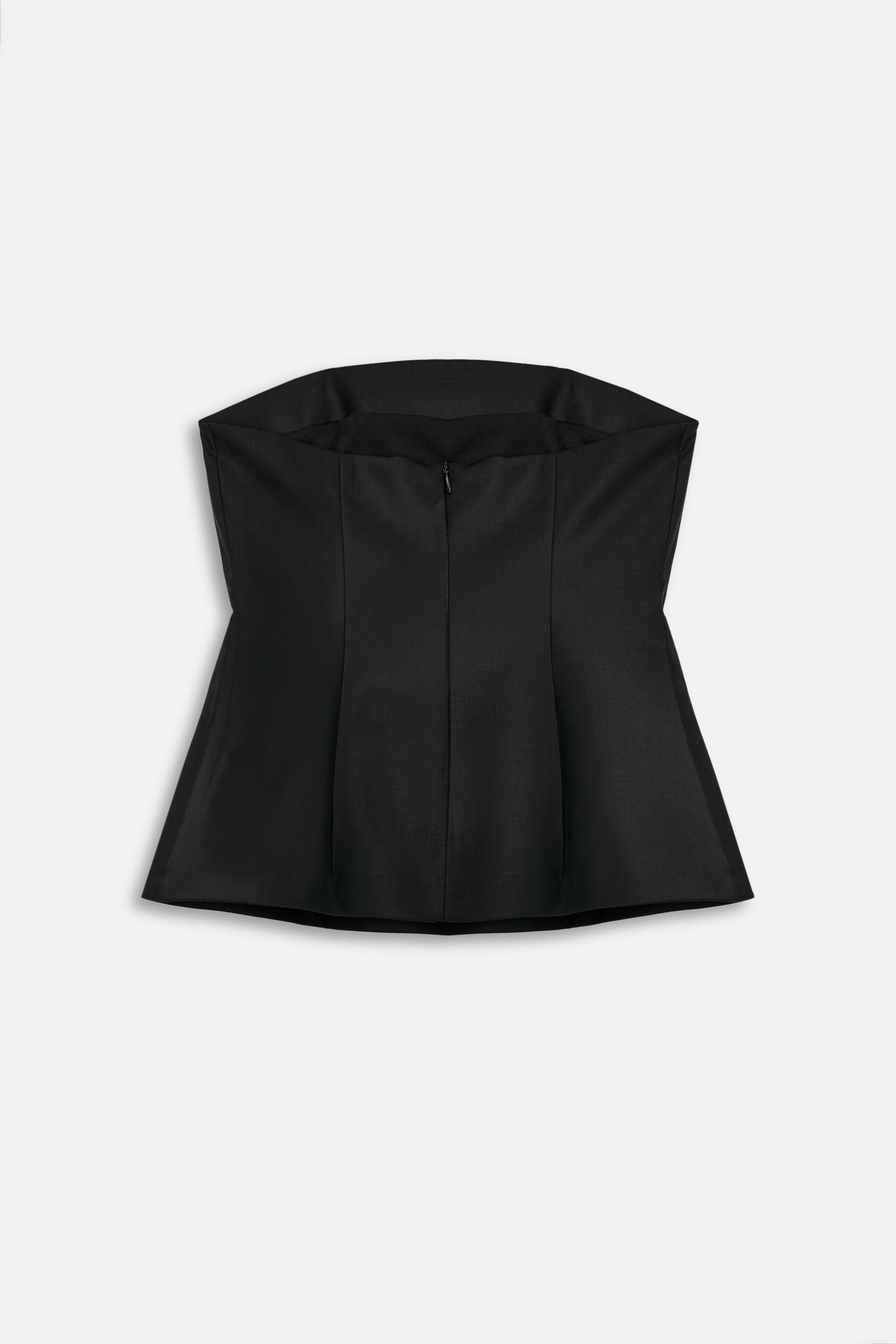 ZARA ブラック ストラップレス オールインワン　xs 新品 ストール サテントップス 50TH ANNIVERSARY - ブラック | ZARA