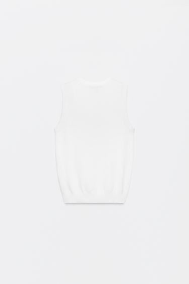 TOP EN MAILLE SANS MANCHES - Blanc de Zara - Image 5