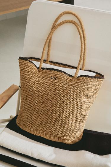 Zara PAPER BAG WITH TRIM DETAIL - Light beige - Image 0