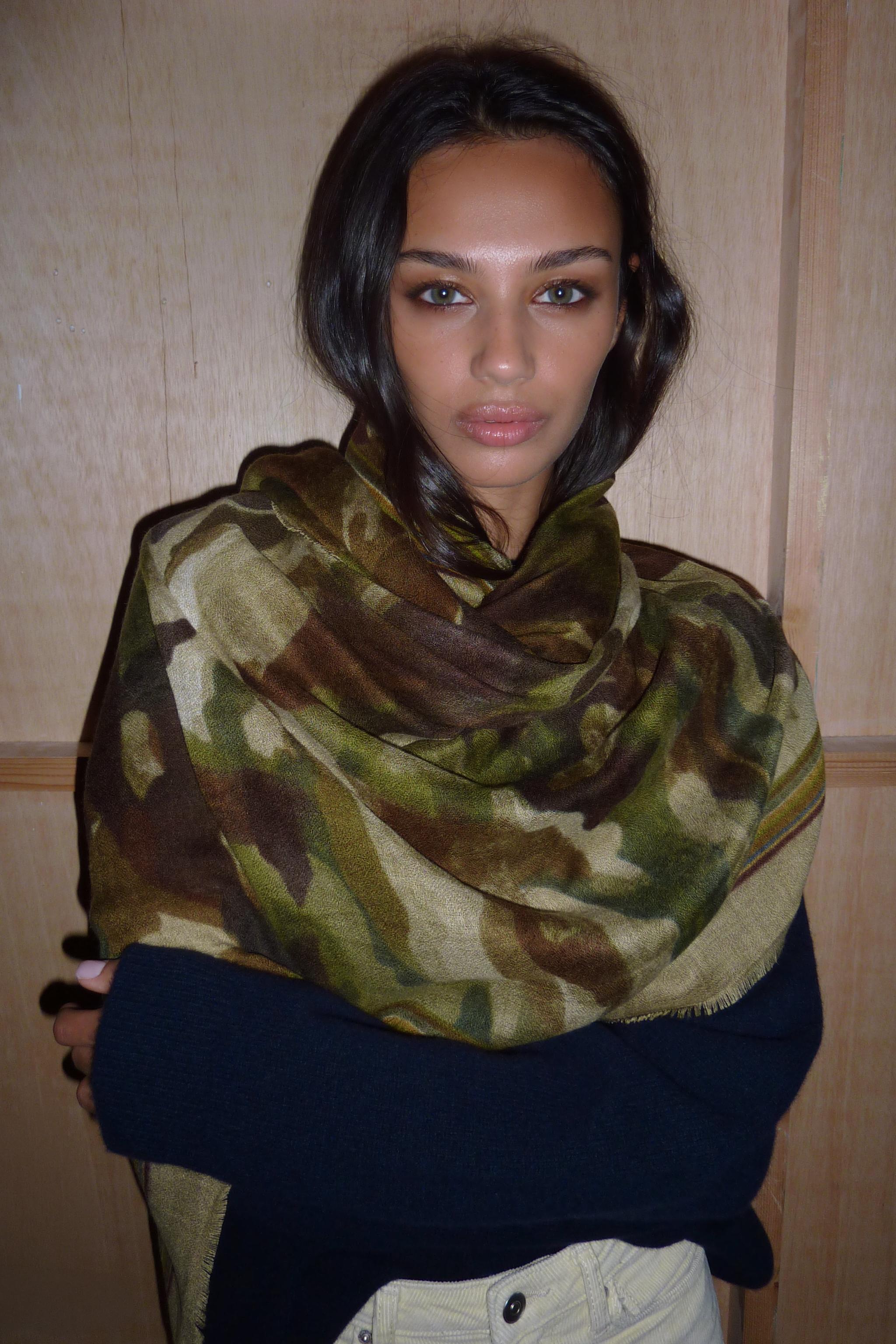 Printed Wool Blend Scarf by Zara