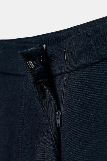 PANTALON DROIT NERVURÉ - Bleu marine de Zara - Image 7