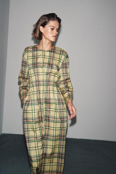 ROBE MI-LONGUE À CARREAUX ZW COLLECTION - Multicolore de Zara - Image 1