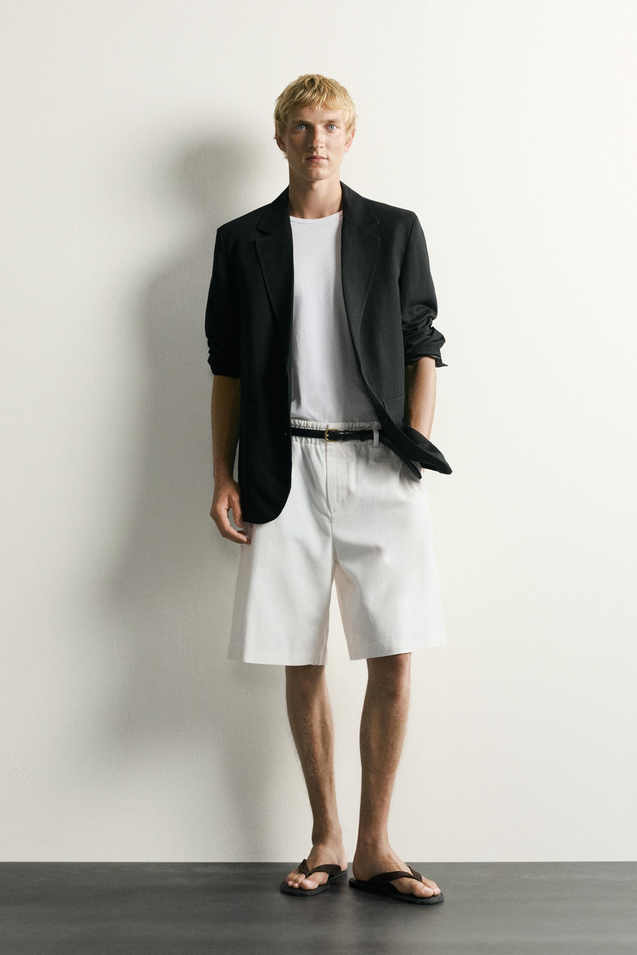 Мужские шорты Zara COTTON-LYOCELL WIDE FIT SHORTS