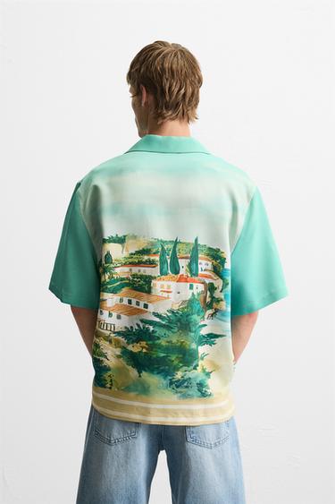 LANDSCAPE PRINT SHIRT - Green by Zara - Image 2