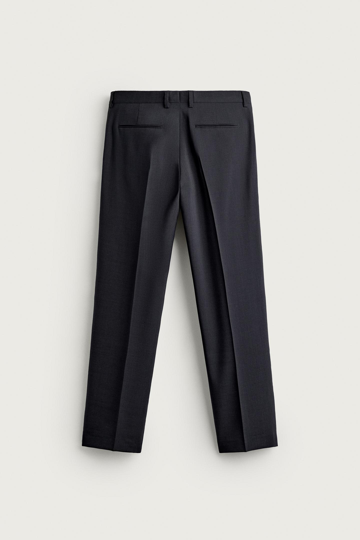 Мужские брюки Zara 100% Wool Regular-Fit Suit, цвет: Тёмный тёмно-синий — фото 7