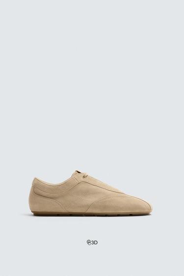 ULTRA-THIN SOLE LEATHER TRAINERS - Sand Brown by Zara
