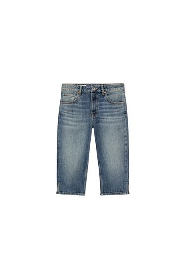 TRF MID-WAIST DENIM CAPRIS - Blue by Zara