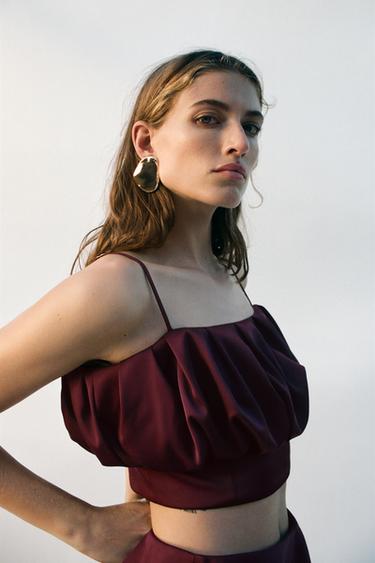 STRAPPY BALLOON TOP - Wine by Zara - Image 3