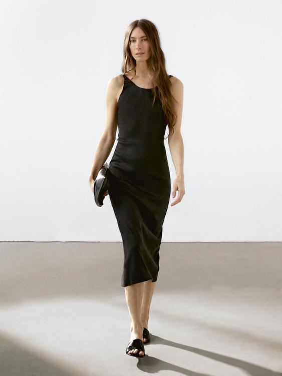 Midi dress with low-cut back