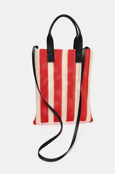 НЕБОЛЬШАЯ СУМКА-ШОПЕР С АЖУРНЫМ УЗОРОМ — Красный от Zara