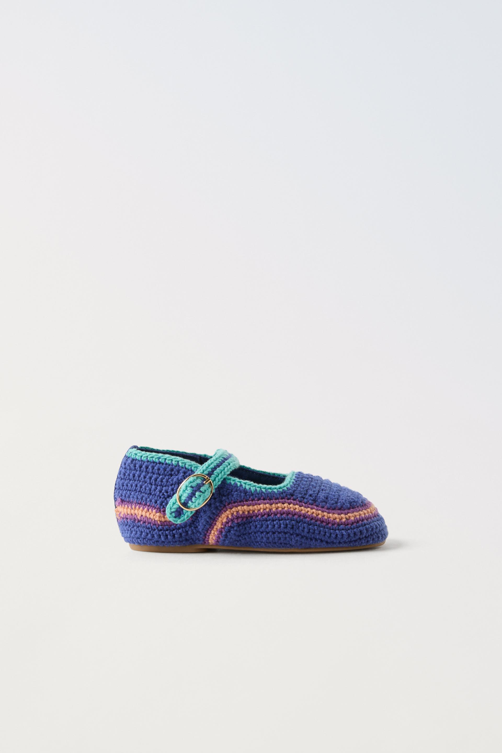 CROCHET BALLET FLATS Blue ZARA Ireland