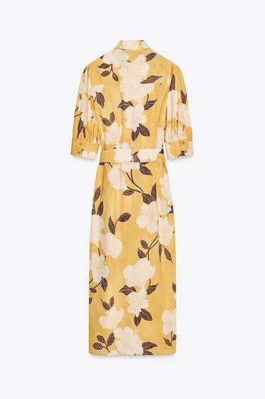 ZW COLLECTION PRINTED SHIRT DRESS - Yellow by Zara