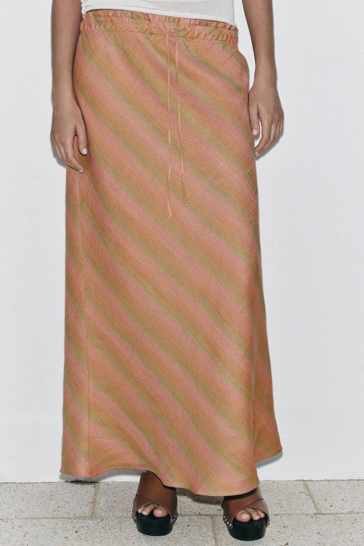 ZW COLLECTION 100% LINEN MIDI SKIRT