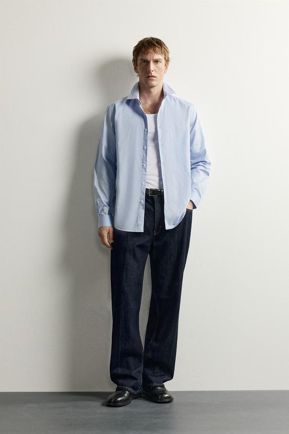 CAMISA SLIM FIT ESTRUCTURA - Celeste de Zara - Imagen 0