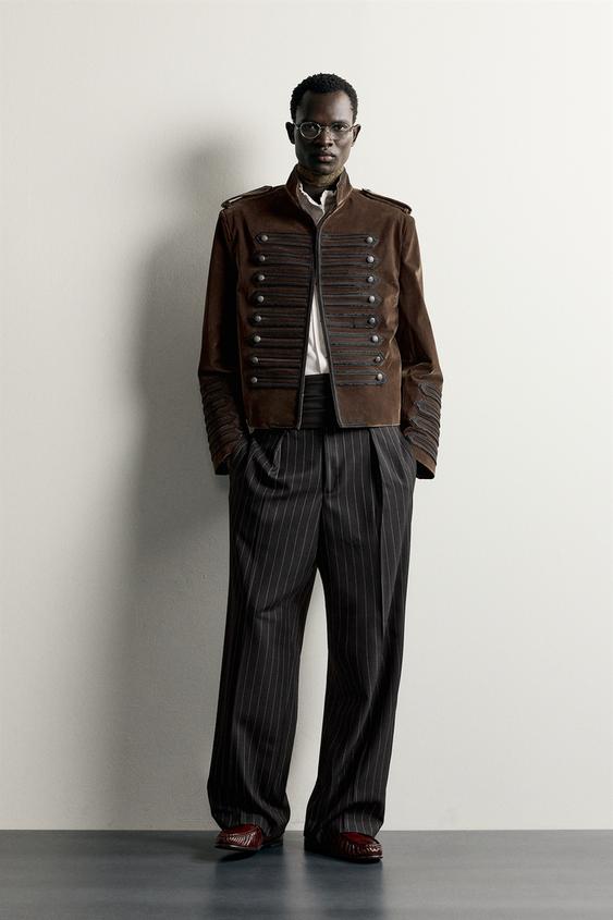 Zara CROPPED FIT BLAZER WITH CONTRAST FROG FASTENING - Chocolate brown - Image 0
