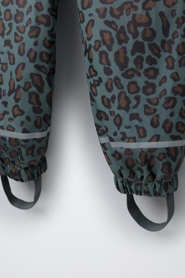 RUBBERISED ANIMAL PRINT WATER-RESISTANT DUNGAREES - Petrol blue by Zara - Image 3
