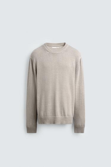 WASHED EFFECT TEXTURED SWEATER - Grey / Blue by Zara