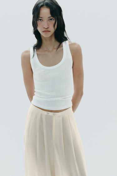 PANTALON LONGUEUR CHEVILLE MULTI PLIS - Écru de Zara - Image 2