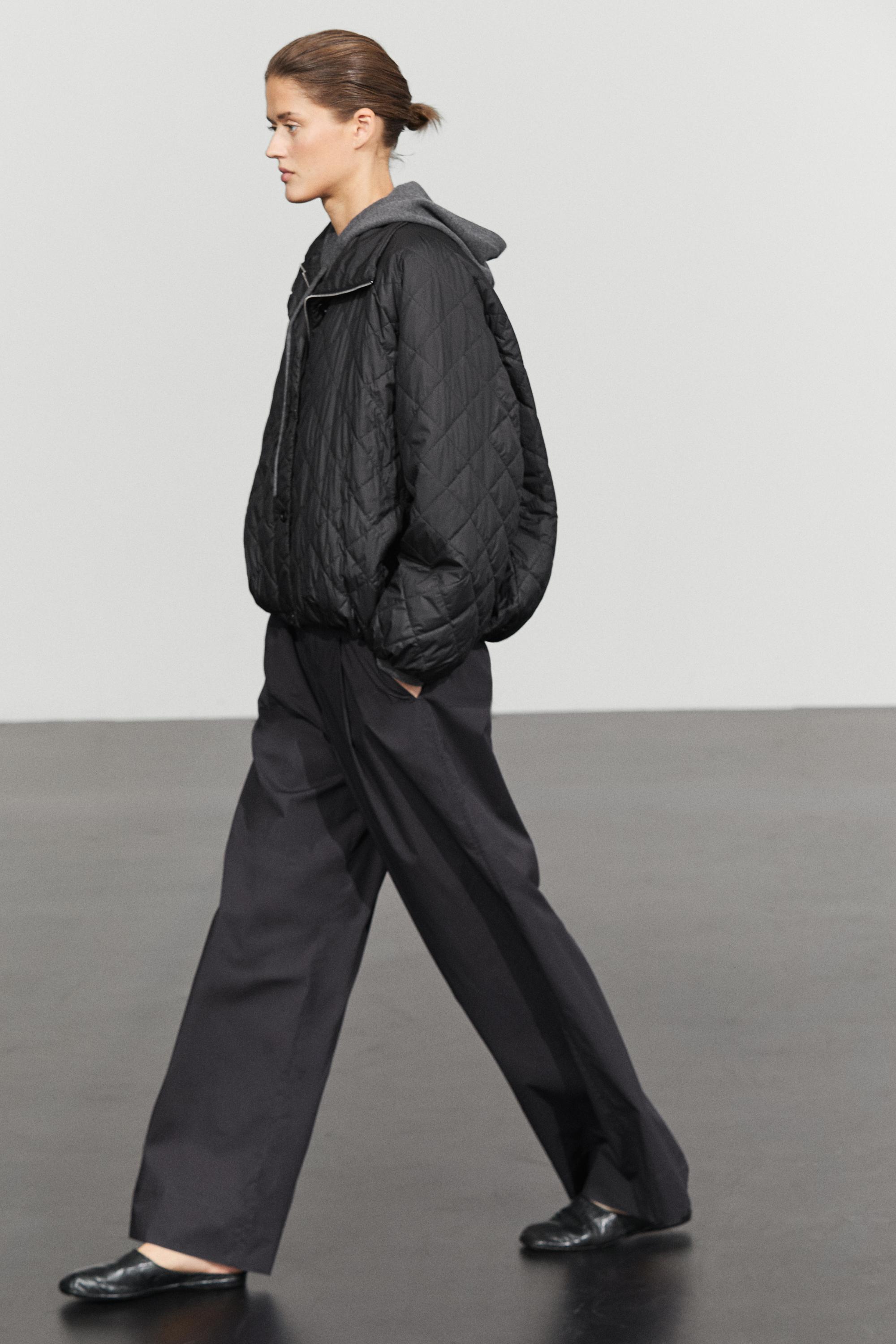High neck quilted bomber jacket