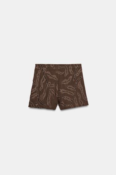 SEQUINNED WRAP SKORT - Brown by Zara - Image 5