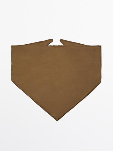 Zara Quilted 100% silk bandana - Khaki