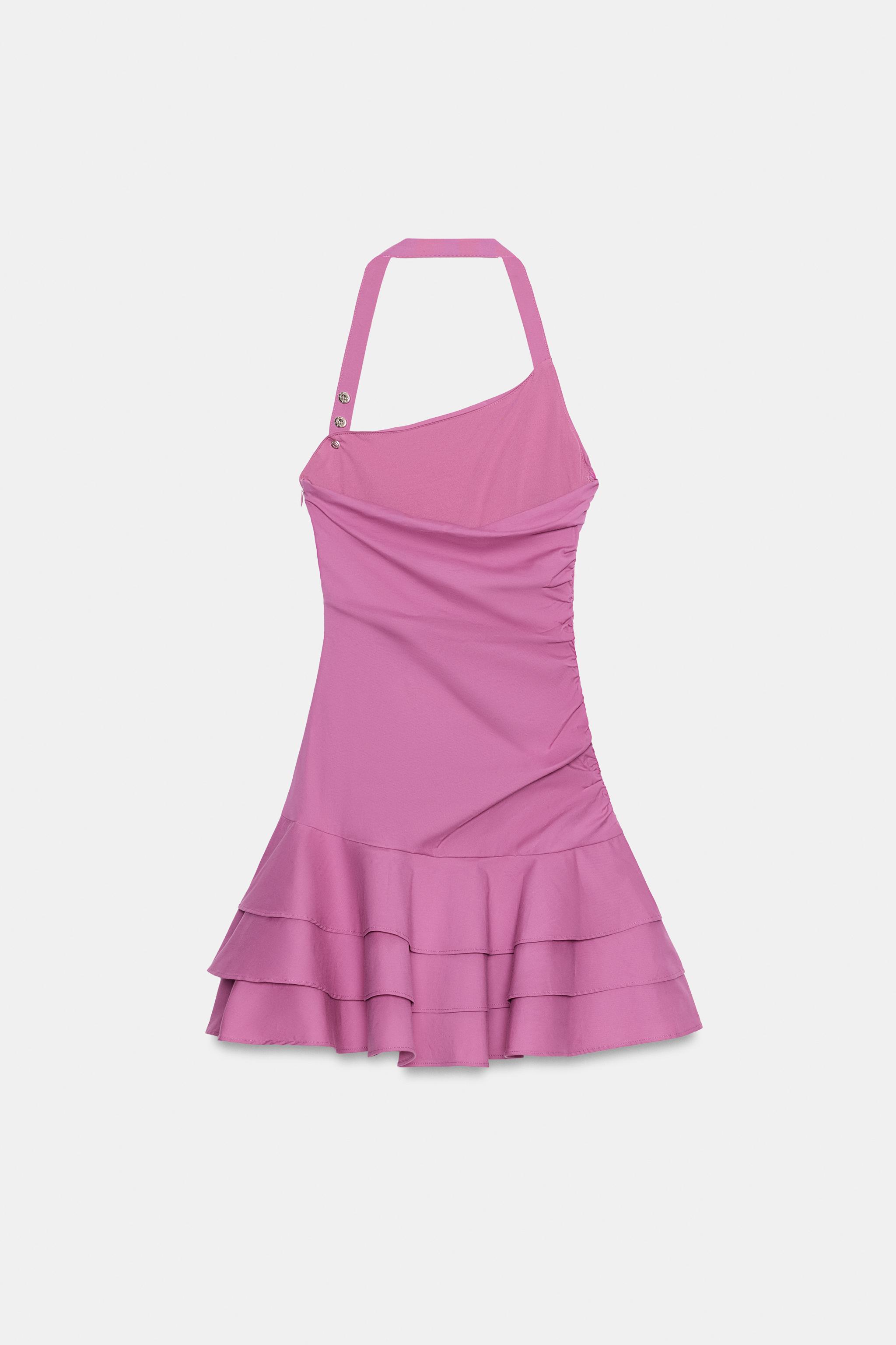 RUFFLED HALTER POPLIN DRESS